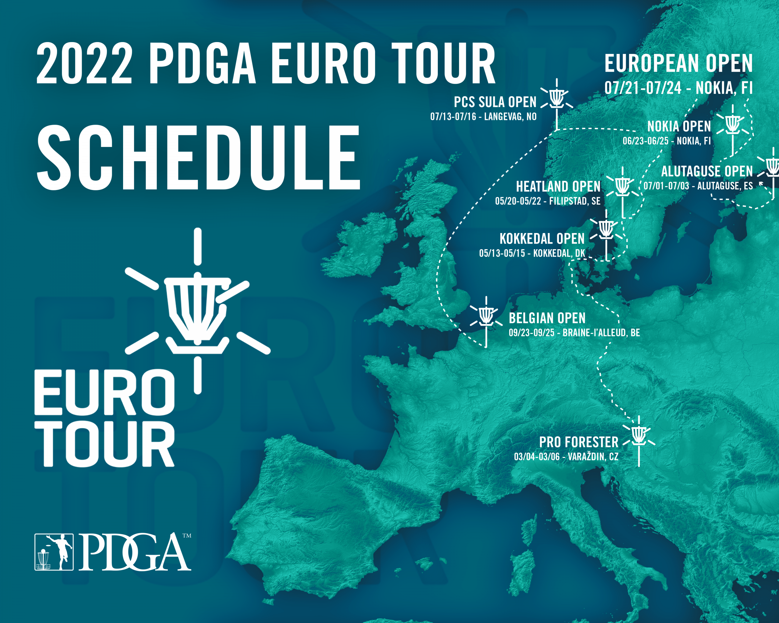 PDGA Euro Tour 2022 Tour map