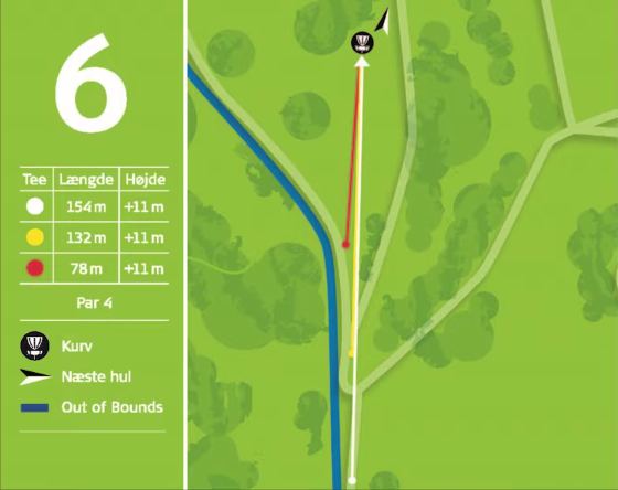 Disc golf bane Kokkedal Fredtoften Banekort Hul 06