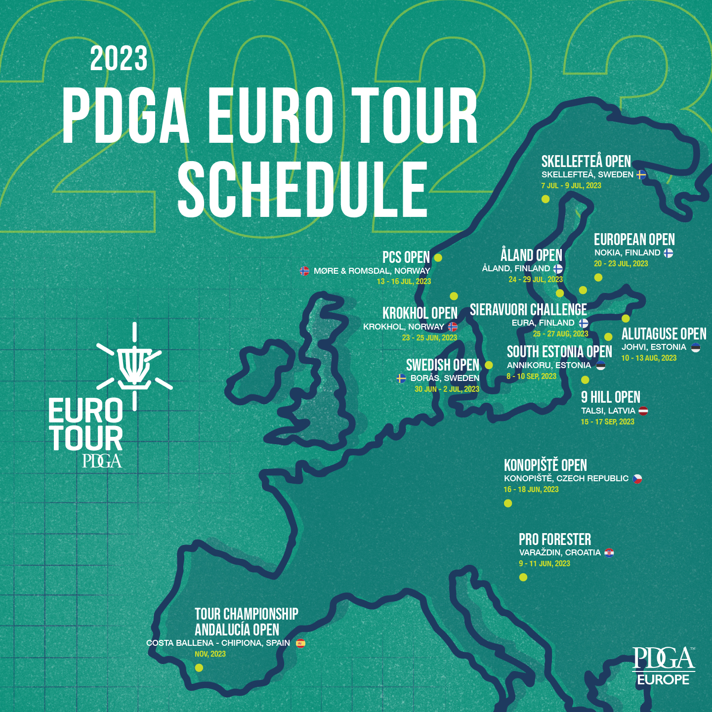 PDGA Euro Tour 2023 map